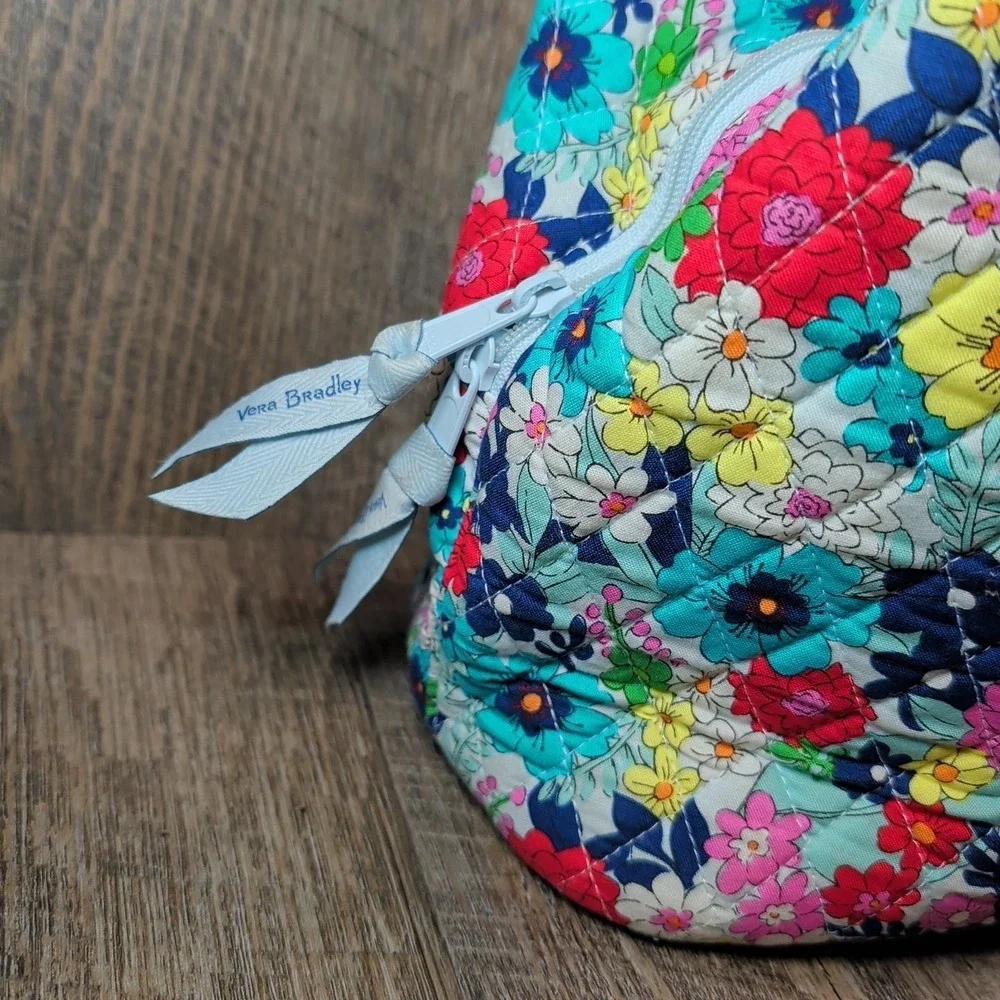 Vera Bradley Shoulder Bag Far Out Floral Three Compartment Quilted Purse Handbag